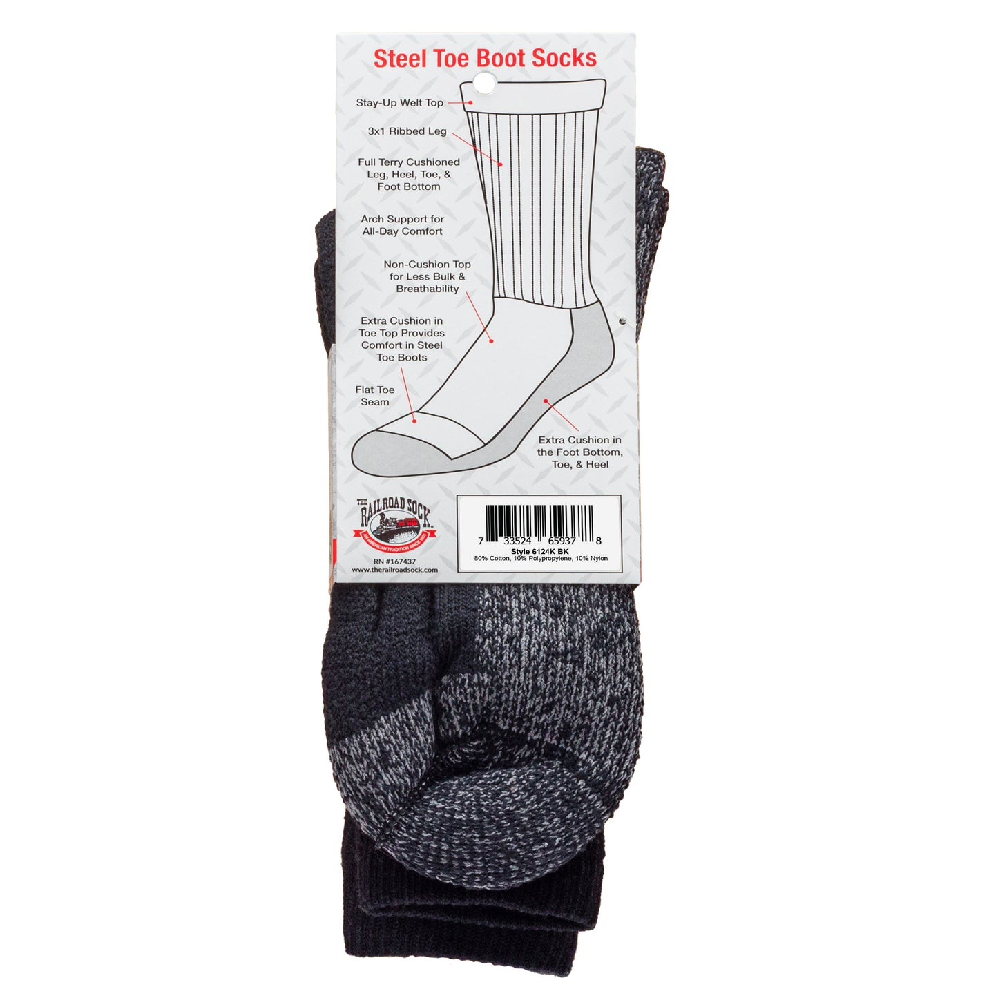 King Size Steel Toe Boot Crew Socks (1pr)