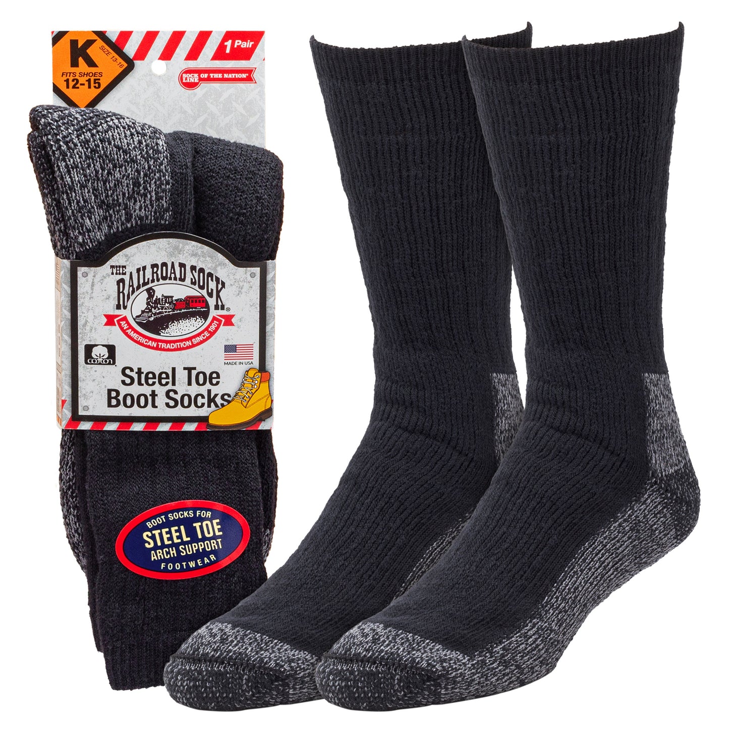 King Size Steel Toe Boot Crew Socks (1pr)