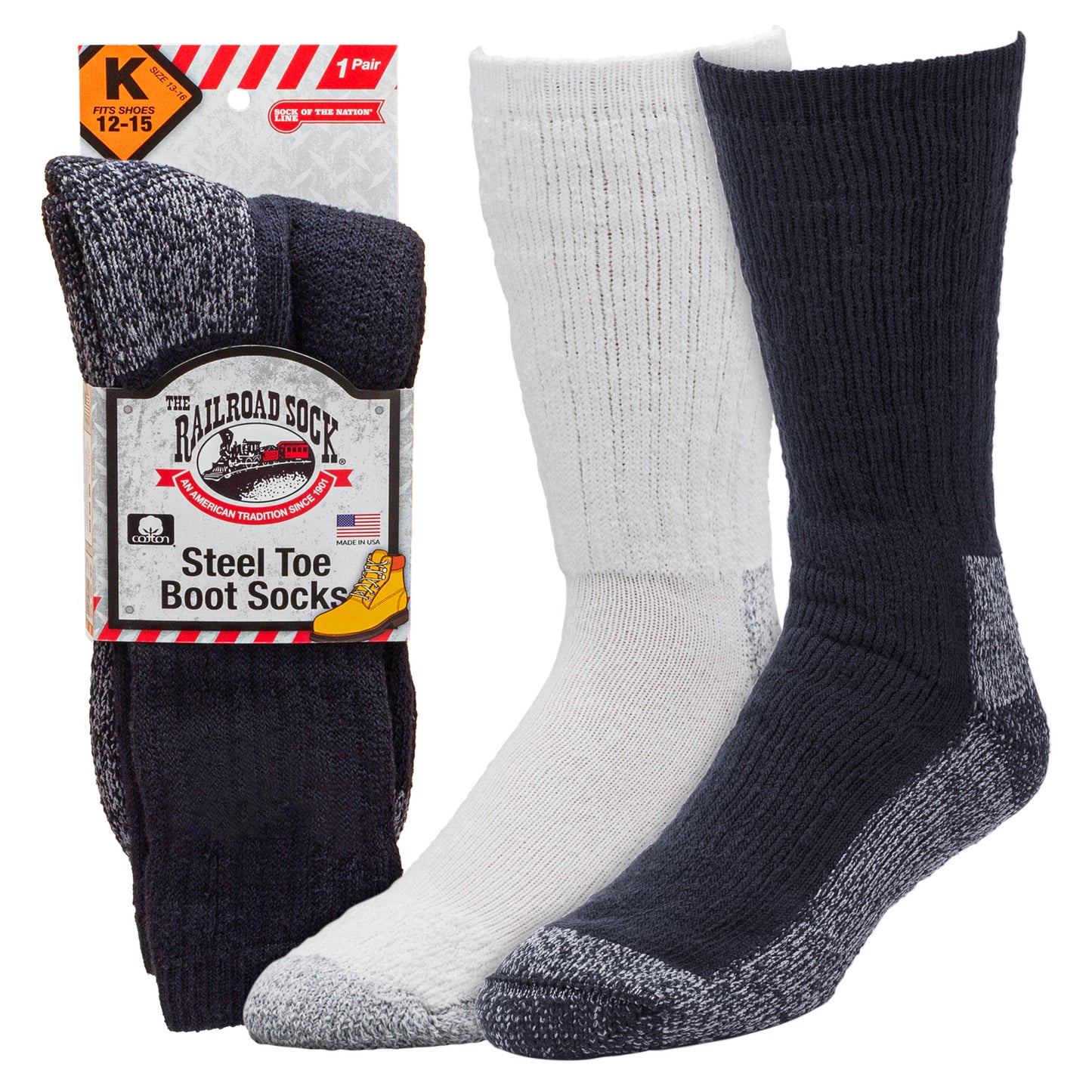King Size Steel Toe Boot Crew Socks (1pr)