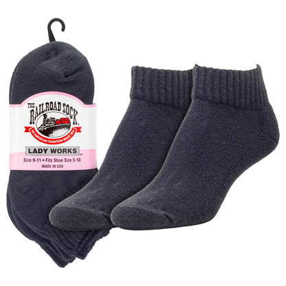Women's Quarter Socks - Black (3pr)
