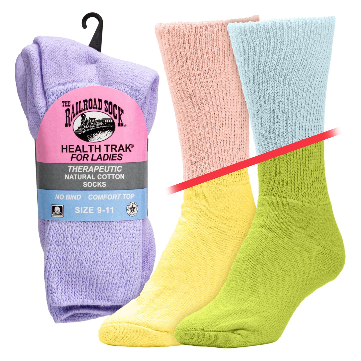 Women's Pastel Therapeutic Crew Socks (2pr)
