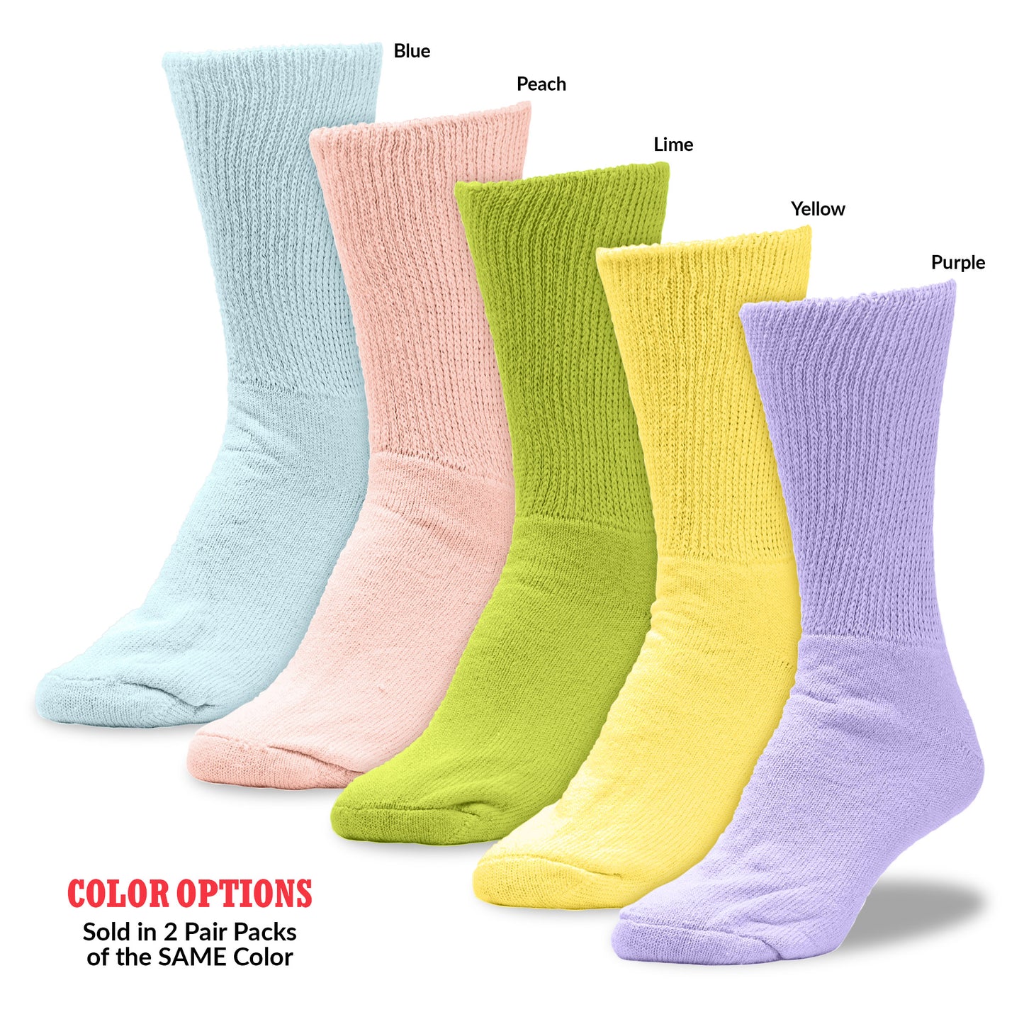 Women's Pastel Therapeutic Crew Socks (2pr)