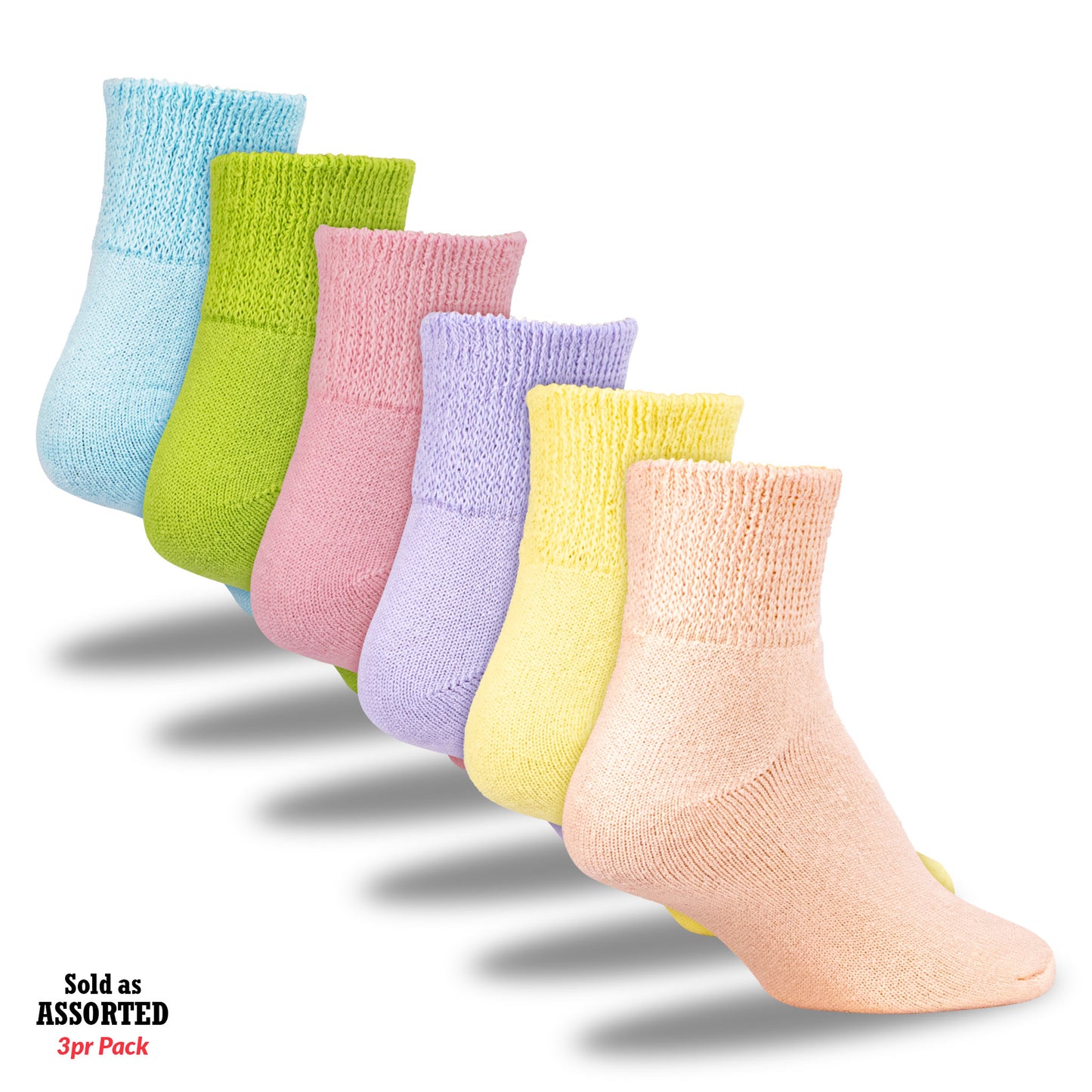 Women's Pastel Therapeutic Quarter Socks (3pr)