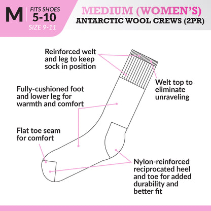 Women's Antarctic Wool Crew Socks (2pr)