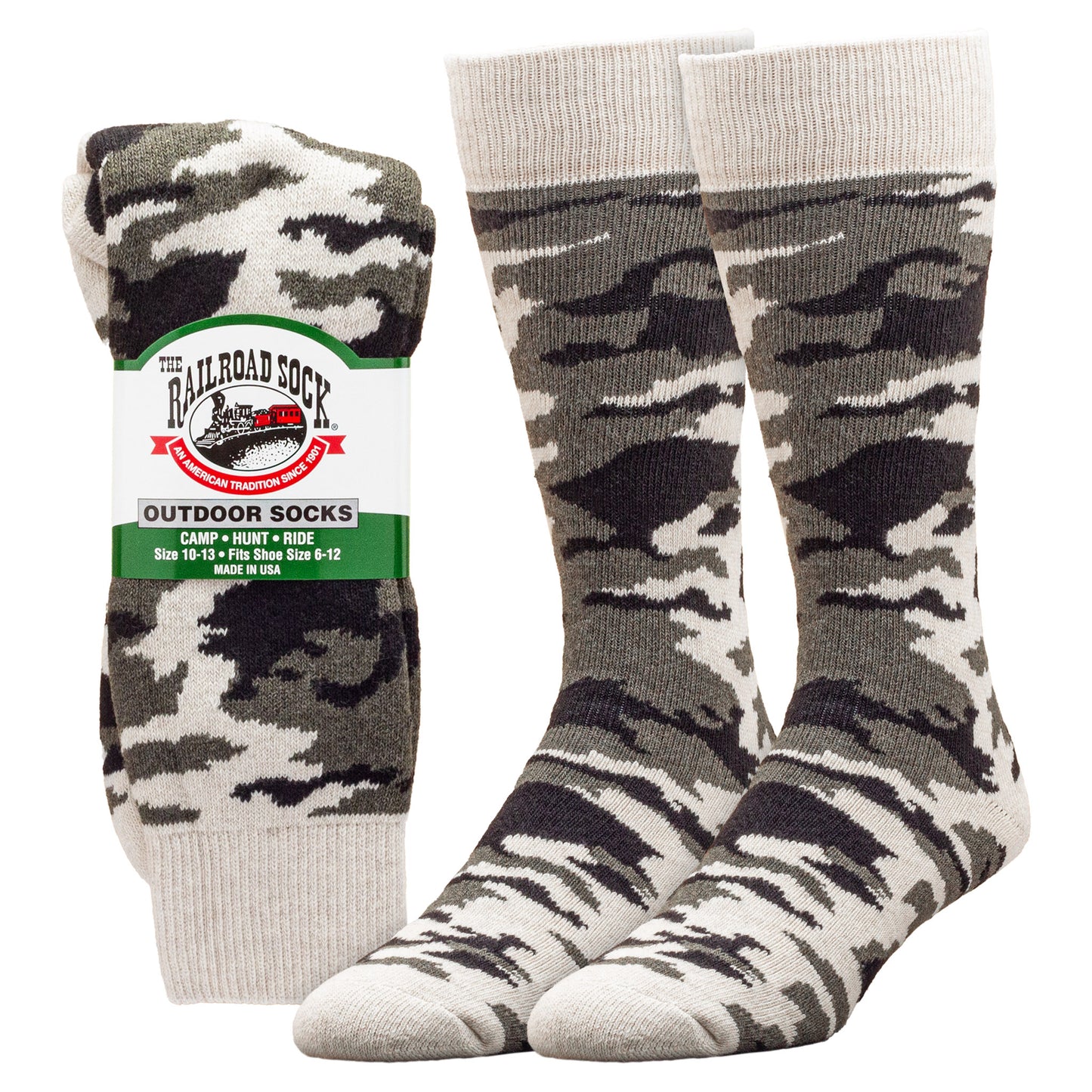 Camo Hunting Boot Socks - Khaki (1pr)