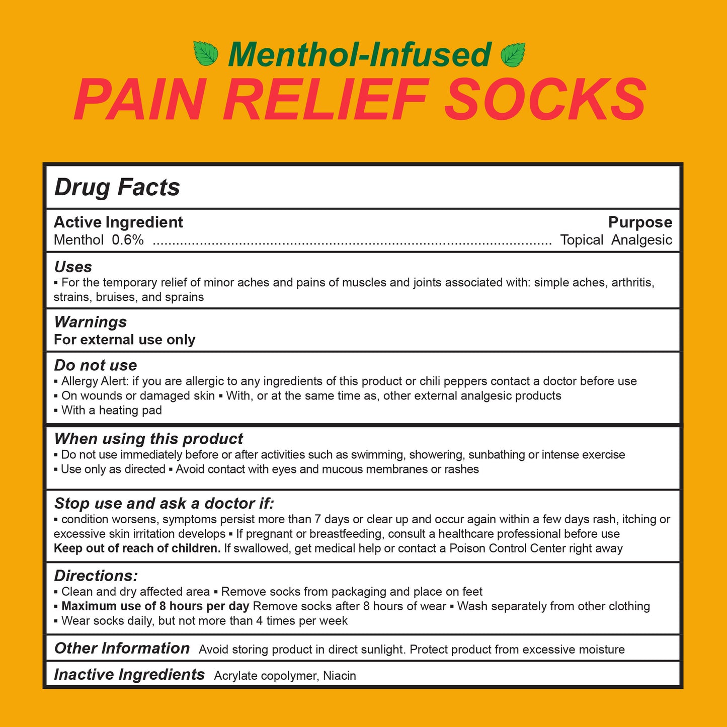 Menthol-Infused Pain Relief Socks (S/M) – Health Trak +Rx