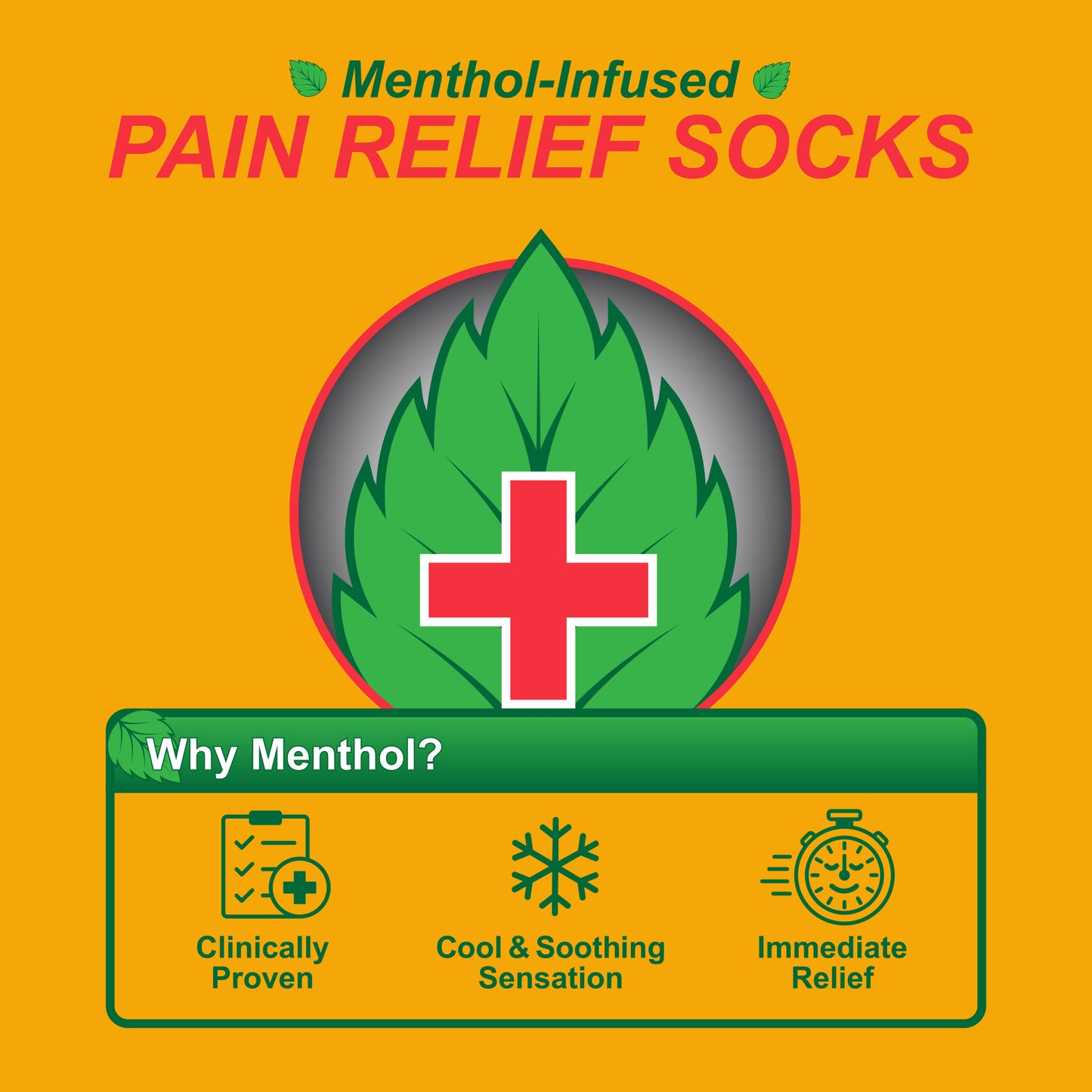 Menthol-Infused Pain Relief Socks (S/M) – Health Trak +Rx