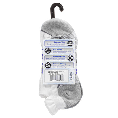 My-T-Sport Men's No Show Socks with Ankle Flare - White (4pr)