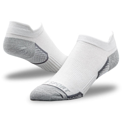 My-T-Sport Men's No Show Socks with Ankle Flare - White (4pr)