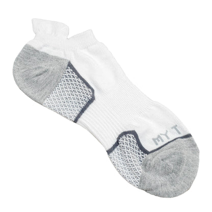 My-T-Sport Men's No Show Socks with Ankle Flare - White (4pr)