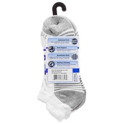 My-T-Sport Men's No Show Socks with Cushioned Tab - White (4pr)