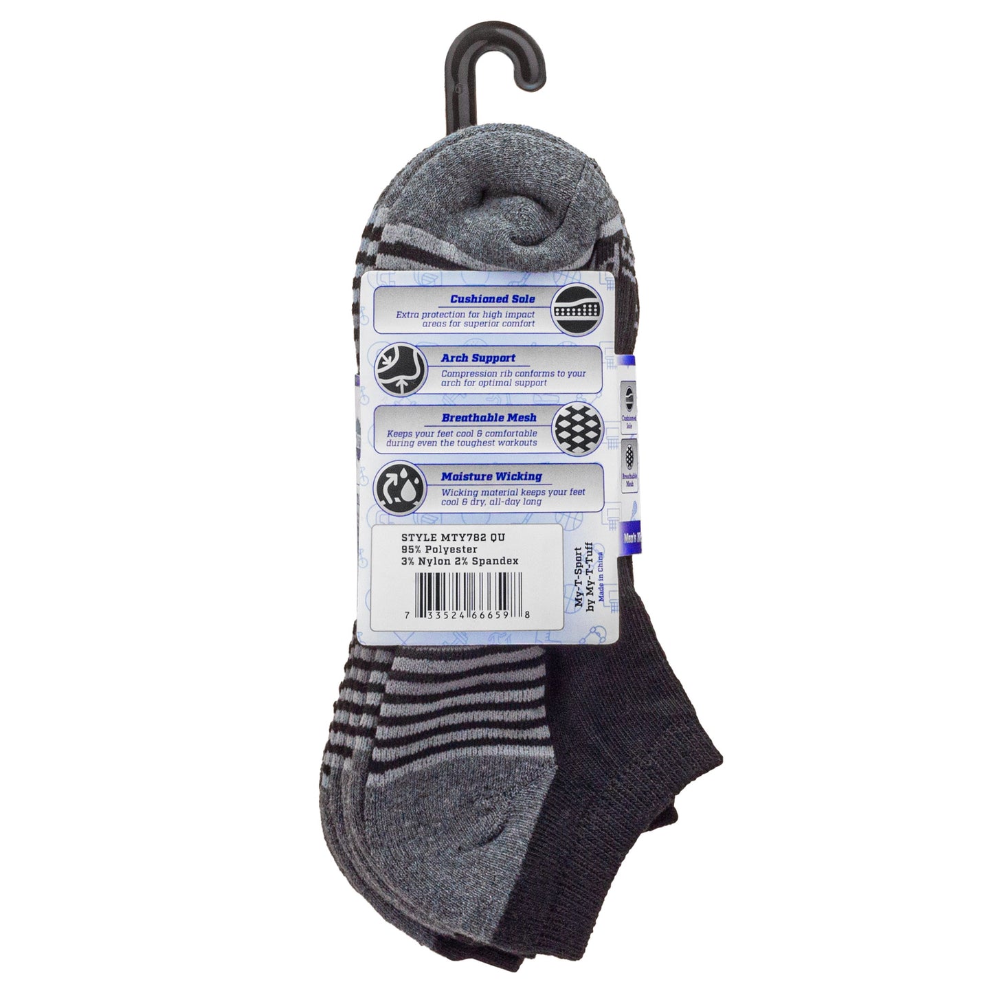My-T-Sport Men's No Show Socks (4pr)