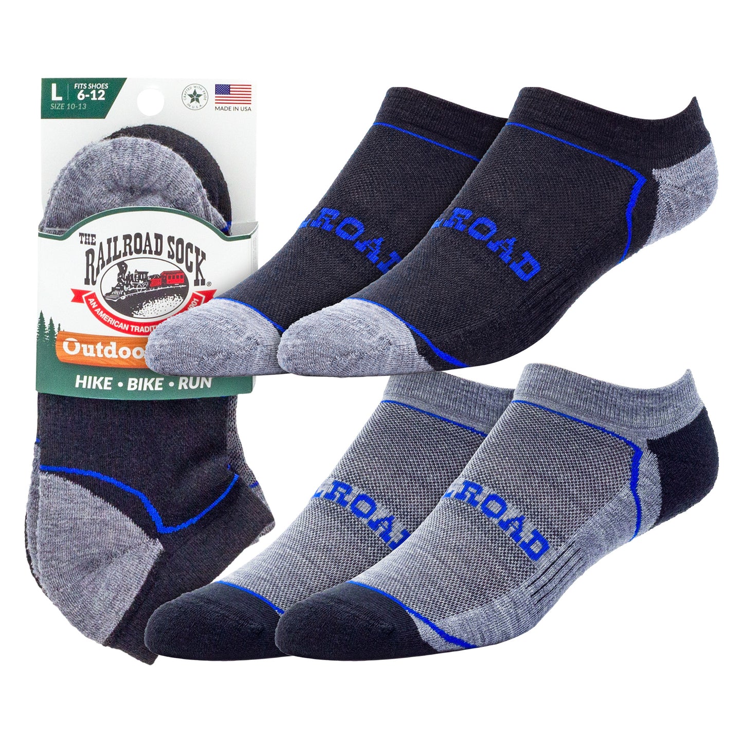 Large Outdoor No Show Socks (2pr)