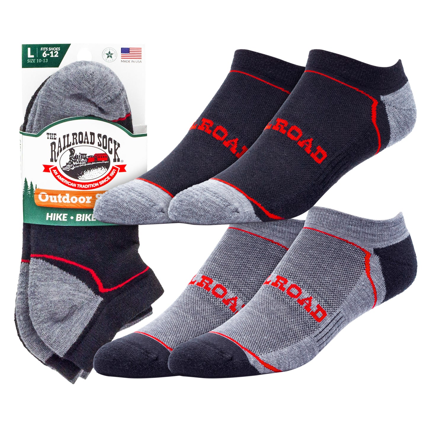 Large Outdoor No Show Socks (2pr)