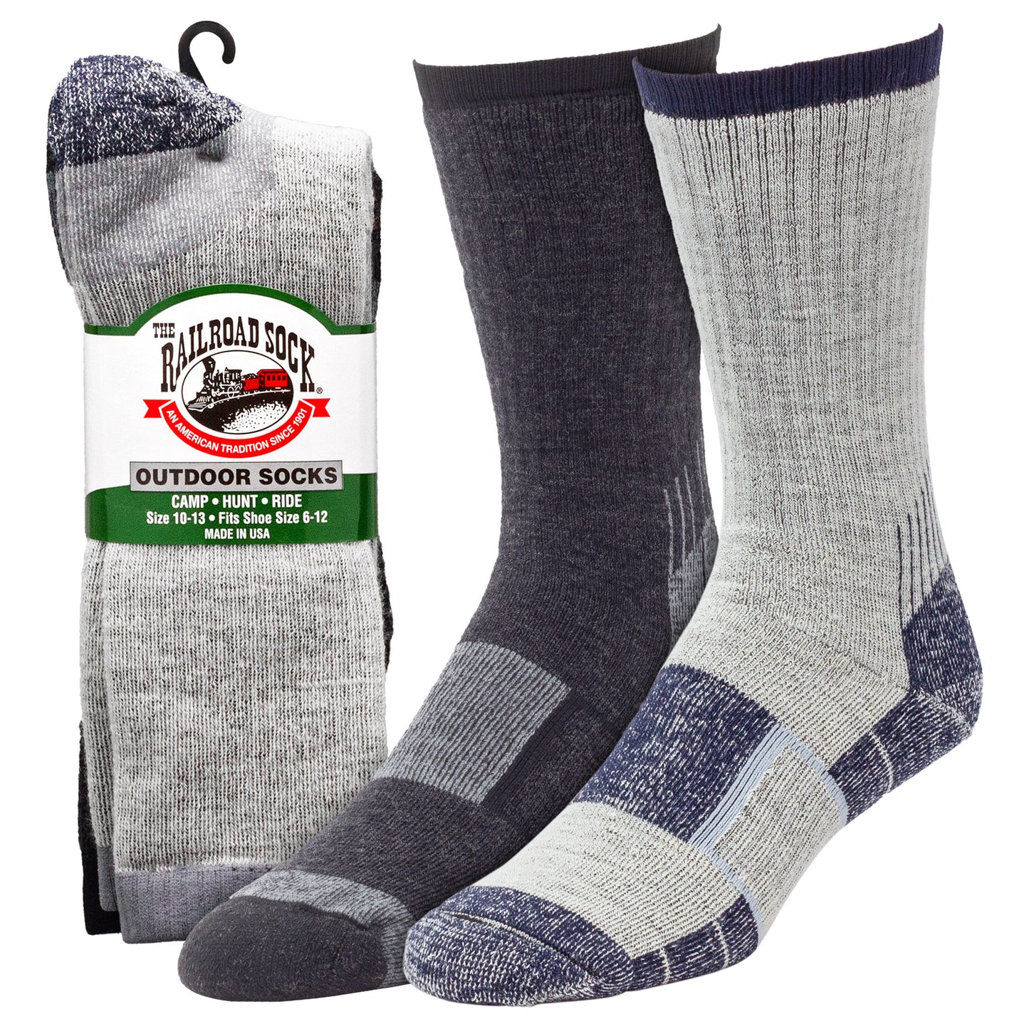 Large Outdoor Merino Wool Crew Socks (2pr)