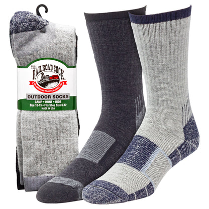 Large Outdoor Merino Wool Crew Socks (2pr)