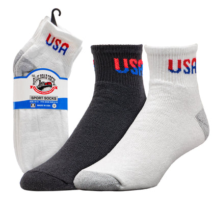 Large Patriotic USA Quarter Socks (3pr)