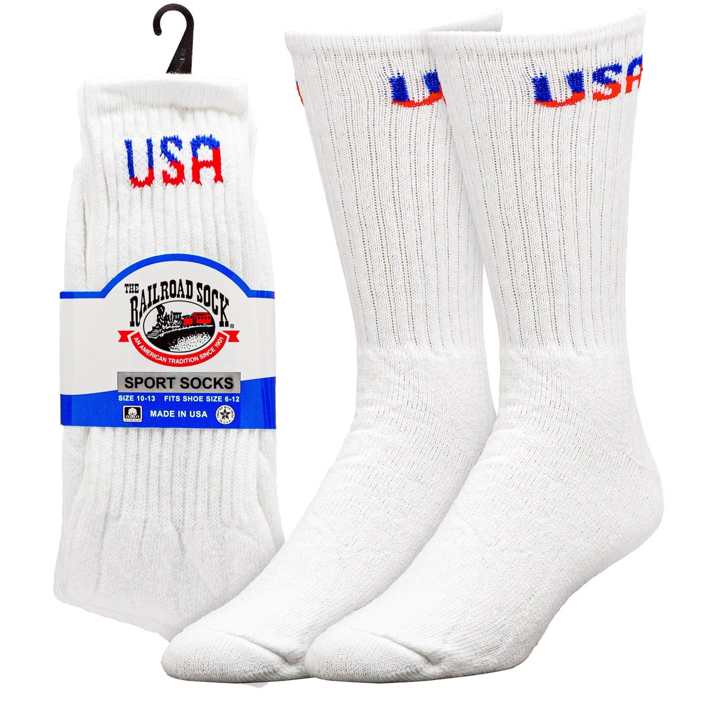 Large Patriotic USA Crew Socks (2pr)