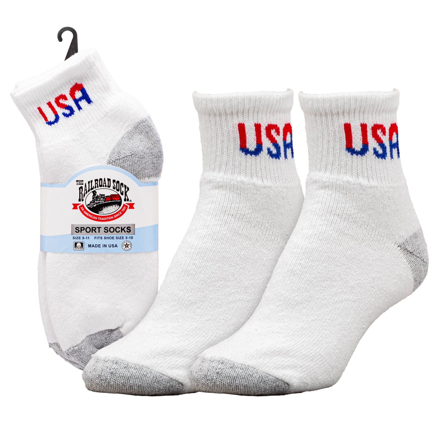 Medium Patriotic USA Quarter Socks (3pr)