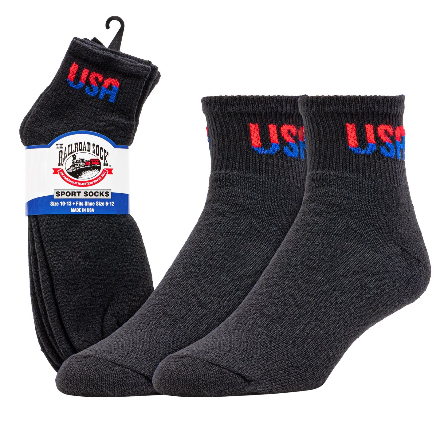 Large Patriotic USA Quarter Socks (3pr)